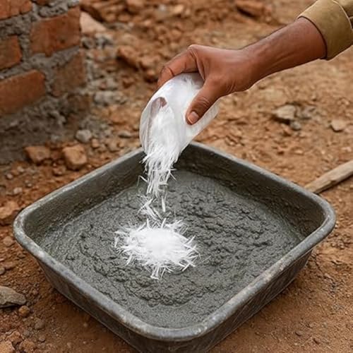 Image of Glass Fiber 6mm Polypropylene Putty & Plaster Fiber | Anti-Crack Reinforcement Additive for Walls | Improves Strength, Bonding & Finish | for Cement Mortar Plaster & Wall Putty
