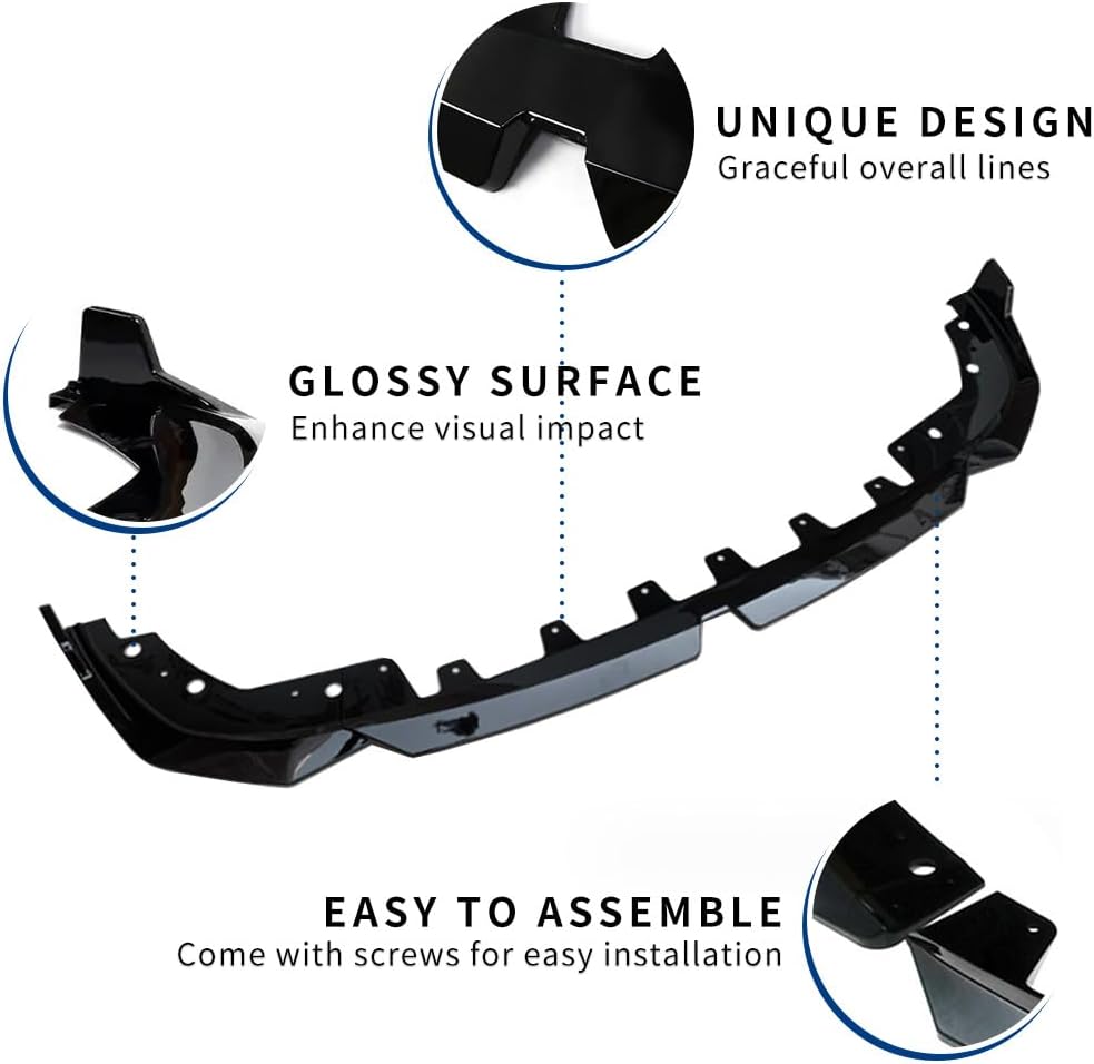 G20 LCI M340i Front Lip Compatible with (2023-2026) 3-Series G20 LCI Sedan 330i M-Sport Facelift ABS Gloss Black Bumper Splitter