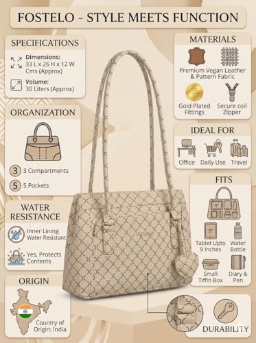 Image of Fostelo Women's Felisa Satchel Tote Handbag for Women | Ladies Purse | Stylish Shoulder Bag | Gift For Women