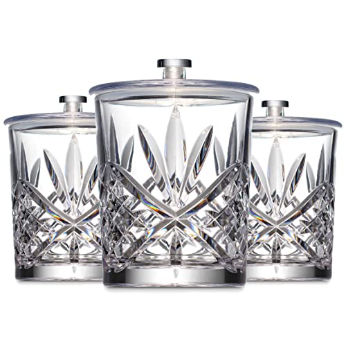 Godinger Storage Jars with Lids Set, Canister Set, Apothecary Jars, Candy Jar, Coffee Canister, Qtip Holder, Bathroom Accessories, Kitchen Accessories, Shatterproof Acrylic - 11oz., Set of 3 - Image 4