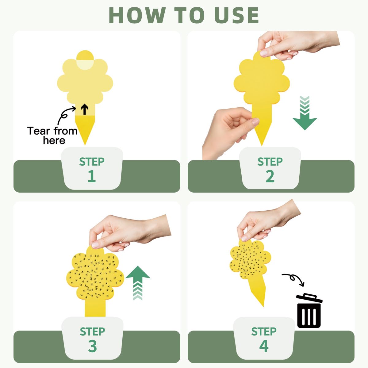 99 trampas de palo para plantas, trampas para mosquitos de hongos de doble cara con pala, seguras para interiores, color amarillo