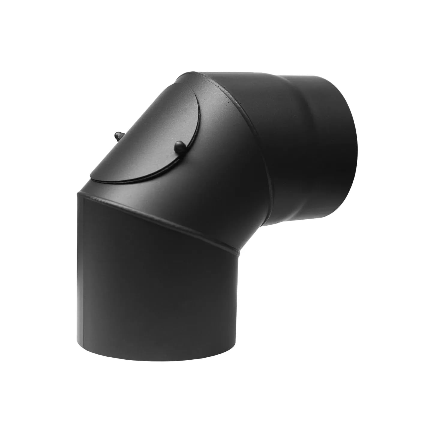 Tubo per stufa ad angolo di 90° con apertura di pulizia Ø 130 mm, tubo di scappamento ad arco da 2 mm in acciaio per stufa a legna, caminetto, nero, tubo di collegamento per camino, tubo di