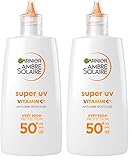 Garnier Ambre Solaire Daily UV Fluid, SPF50+, Corrects & Prevents Dark Spots, Boosts Glow, Invisible Finish, Super UV Vitamin C, 40ml (Pack of 2)