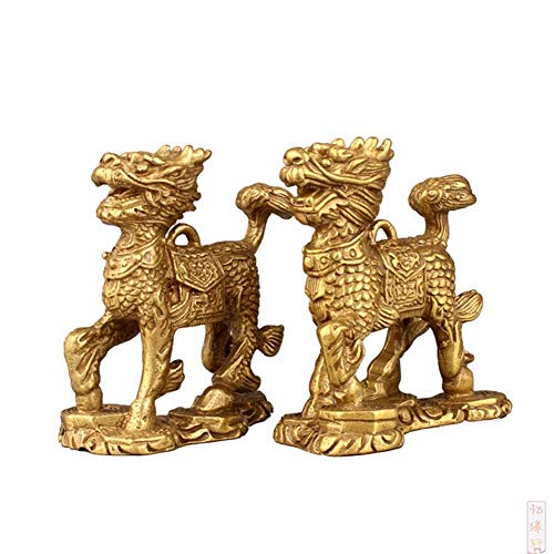 Statues Qilin en Laiton Feng Shui Chinois pour Décoration Maison
