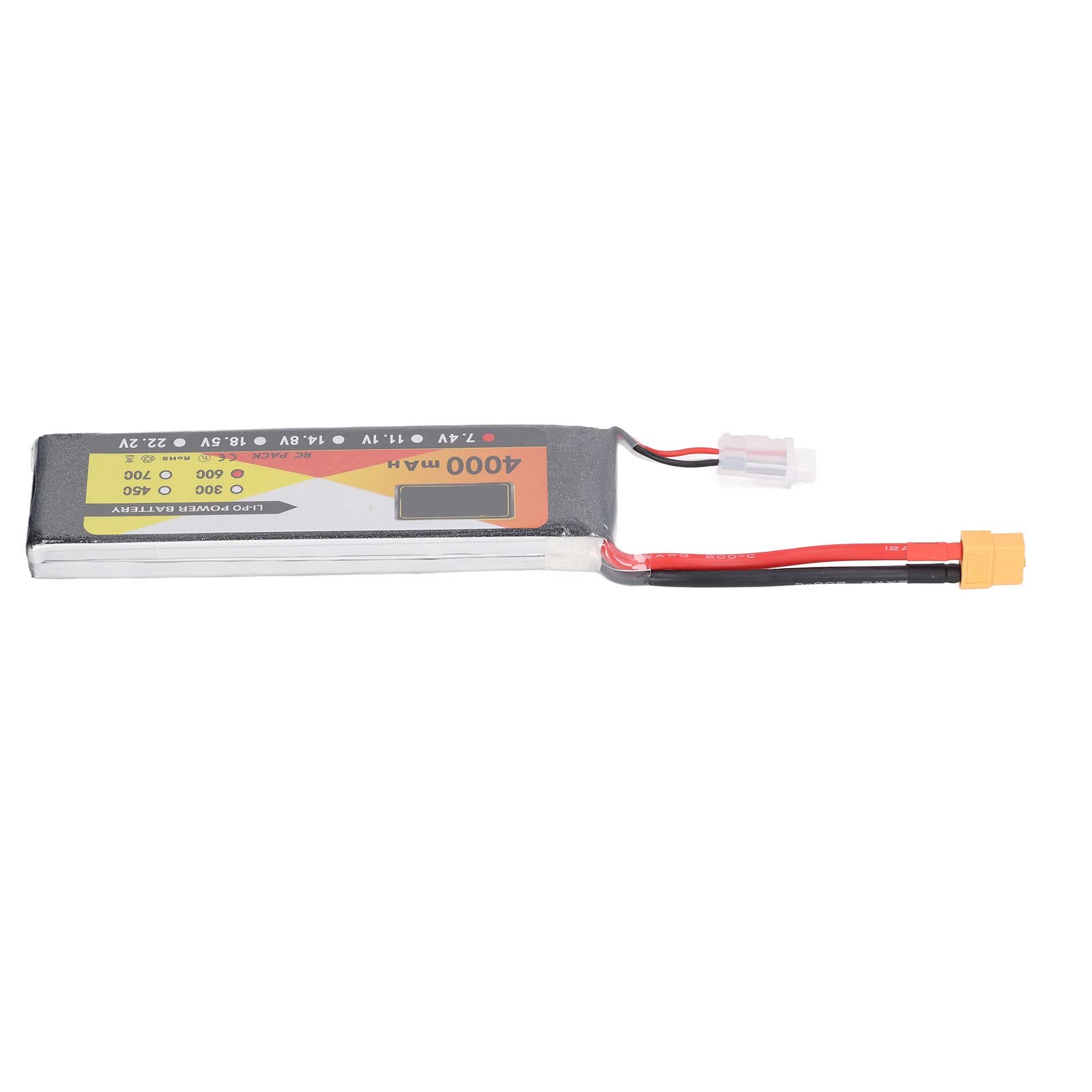 RC-Lipo-Akku, 7,4 V, 4000 mAh, 60 °C Entladerate, 2S, XT60-Stecker, Hochleistungs-Stromversorgung für ferngesteuerte Fahrzeuge, Autos, LKWs