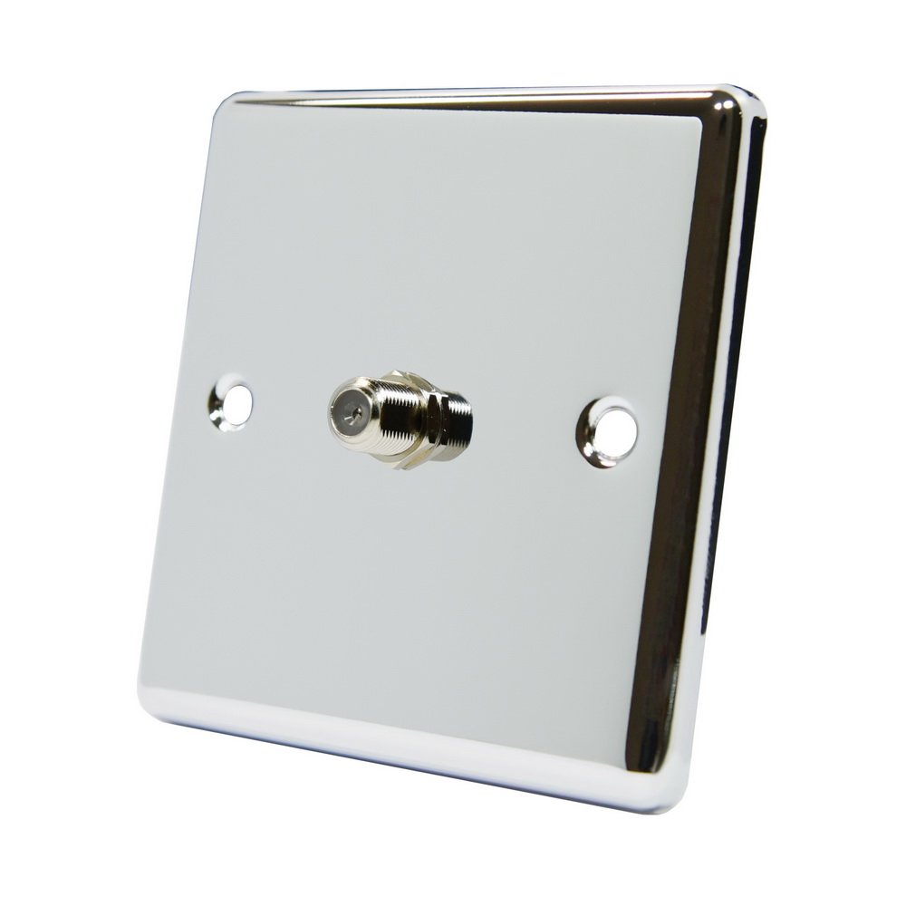 AET CPC1GSKY 1 Gang Classical Chrome Polished F Type Sky Socket for Satellite Outlets