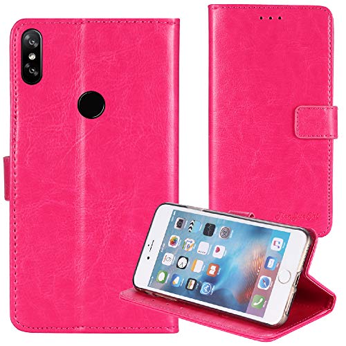 TienJueShi Rosa Flip Retro Support à Rabat Cuir Housse Coque pour Archos Oxygen 68XL 6.85 inch Étui Cas Couverture Protecteur Case Portefeuille Cover