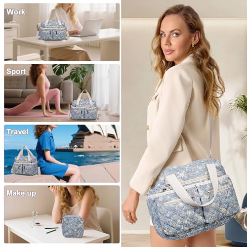 Bolso Tote Floral de Algodón Acolchado para Mujer 2 Piezas miniatura 2
