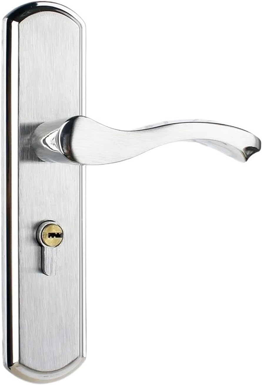 KYUEPONG Handle Locks Door Lock, Handle Locks Door Lock Stainless Steel Mortise Lever Thick Keyed(Silver)