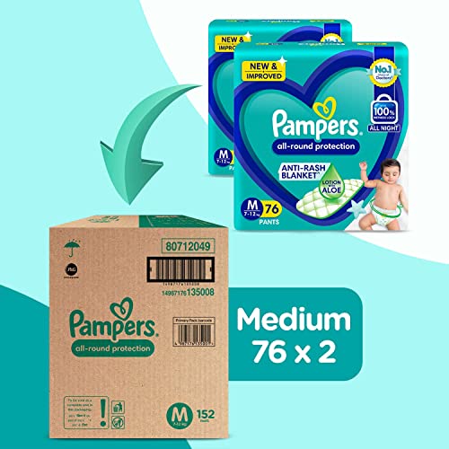 Image of Pampers Active Baby Diapers, New Born, 72 Count & Pampers Diaper Pants Monthly Box Pack, Medium, 152 Count
