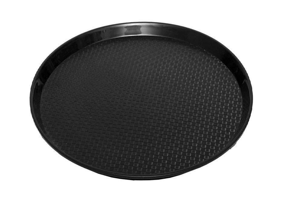 SWIFT INTERNATIONAL Durable Multi-Use Round Unbreakable Serving Plastic Tray (Size 16 Inches Round,Black)