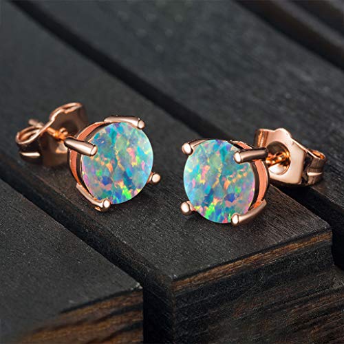 925 Sterling Silver Hypoallergenic Opal Stud Earrings, Opal October Birthstone Earrings for Women4