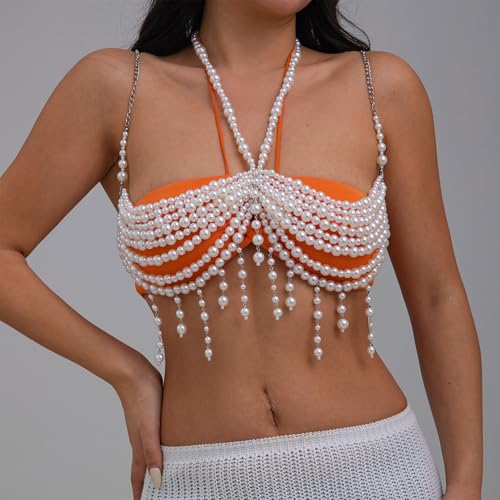 Joyería de moda para mujer con sofisticado brasier de perlas finas artesanales 7