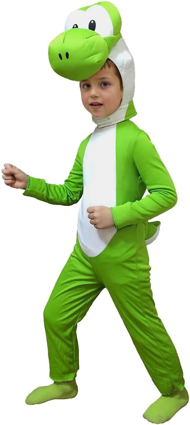 Green Dinosaur Costume Halloween Cartoon Game Character Cosplay Jumpsuit Onesie Suit Outfit with Hood Pretend Play Dress up