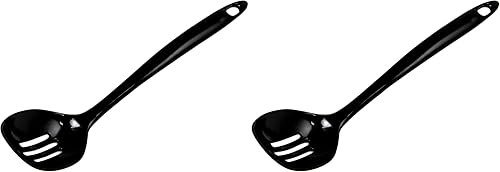 Chef Craft Basic - Cuchara ranurada de melamina, 11.25 pulgadas, color negro (paquete de 2)