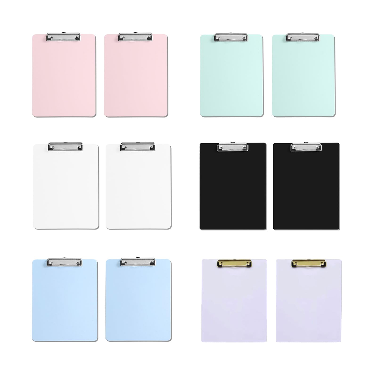 Clipboard A4 Pack of 12, Plastic Clip Boards for Classroom, Office, Nurses, Students, Assorted Color Clipboard with Low Profile Clip & Hanging Hole, Bulk Office & School Supply