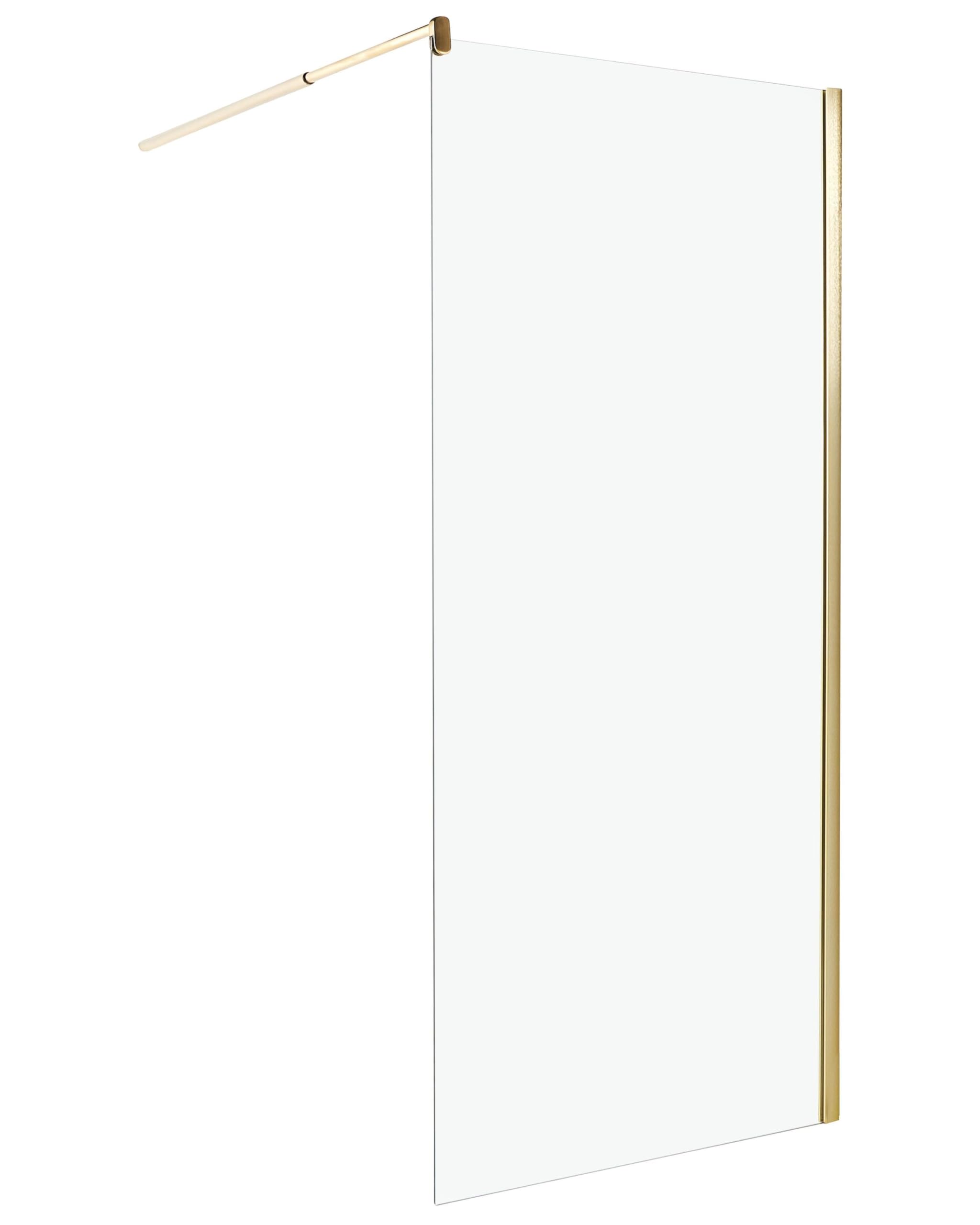 Mampara de ducha de vidrio templado sin puerta dorado 90 x 190 cm Ahaus