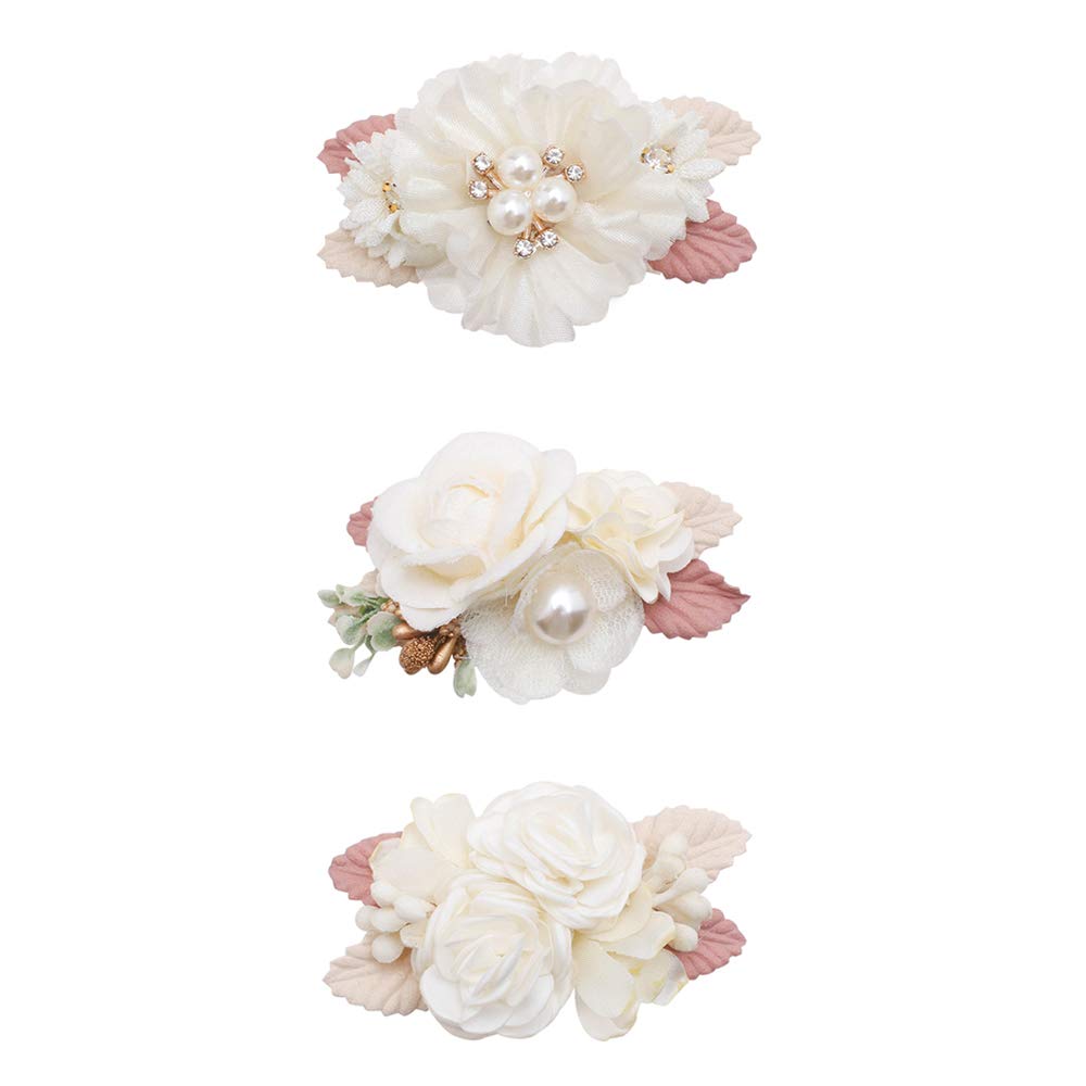 cherrboll - Juego de 3 pinzas para el pelo con diseño de flores, accesorios para bebés, niñas y adolescentes