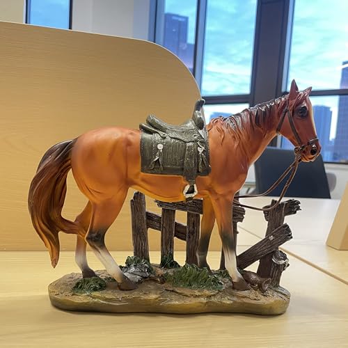 Estatua Decorativa de Caballo de Resina Western Marrón miniatura 6