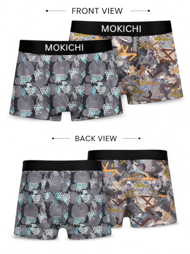 Image of Men's Printed Trunks, Pack of 2 | Abstract Geometric Design | Stretchable Elastic Waistband | Comfortable Regular Fit Underwear