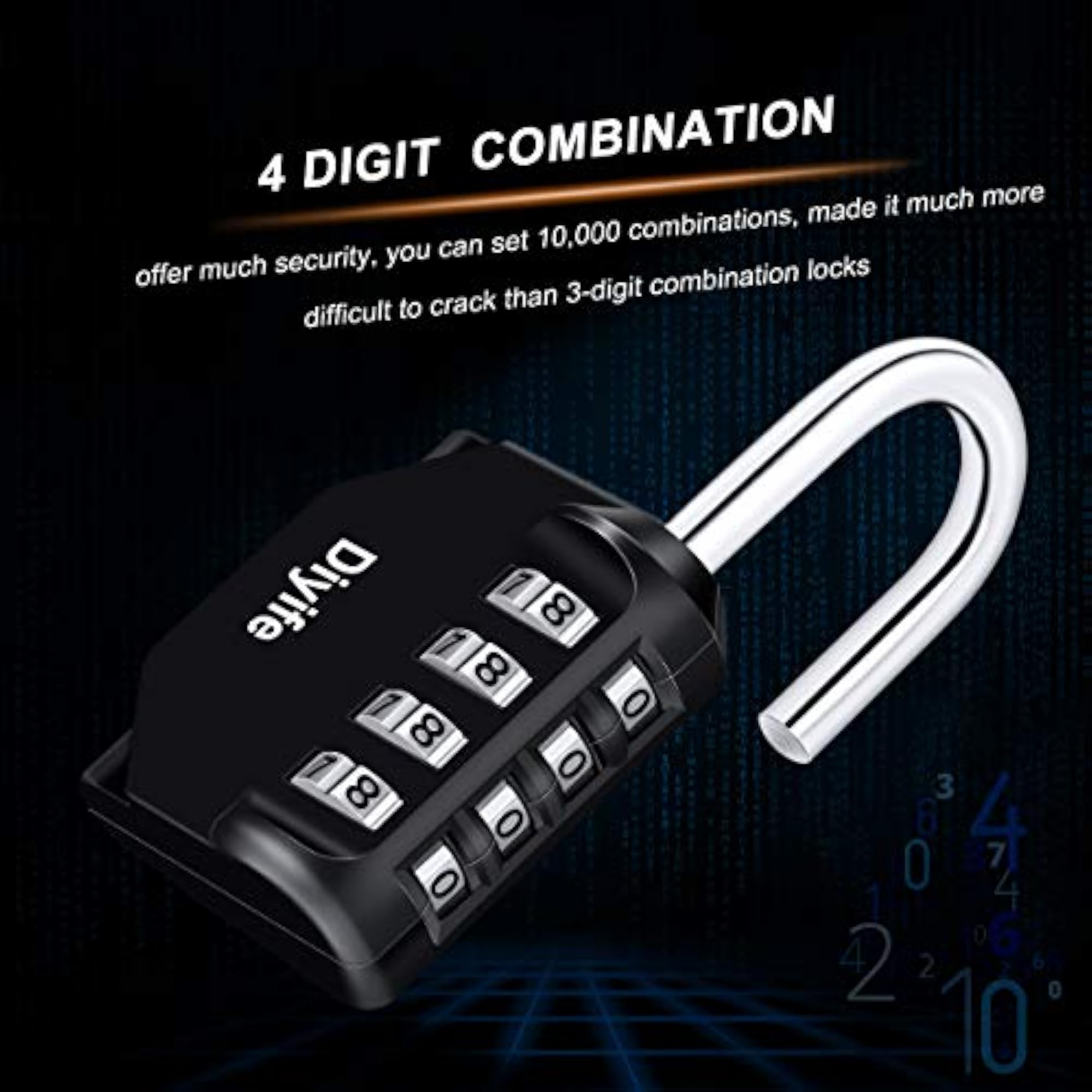 3 Pack Combination Padlock Outdoor, 4 Digit Lock