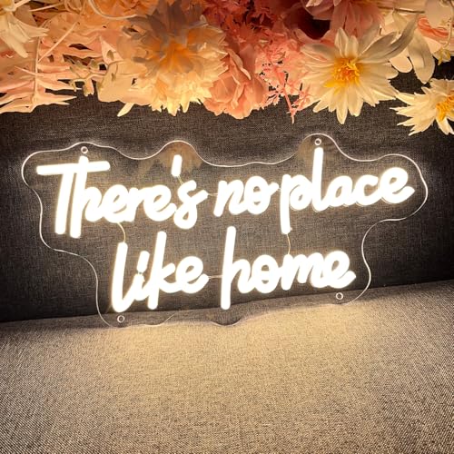 Image of ZPLNOSIN Custom Neon Light Sign There's No Place Like Home Indoor Bedroom Decor Wall Led Neon Sign Backdrop Flex Bar Christmas Party Wedding Living Room 5V USB Warm White 40x19.2cm