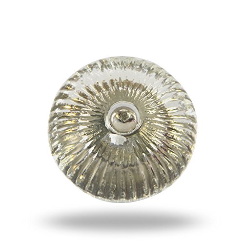 Trinca-Ferro Set Of 6 Glass Ribbed Round Knob Kitchen Cabinet Cupboard Door Dresser Wardrobe And Drawer Pull For Bahtroom | Bedroom | Office | Kitchen #TOP1