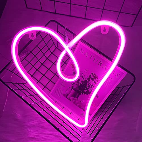 ENUOLI Heart Neon Signs LED Light Sign Wall Decoration USB Charging/Battery Powered Neon Night Light Pink Heart Neon Signs for Children Bedroom Valentine's Day Party Wedding Christmas - Image 3