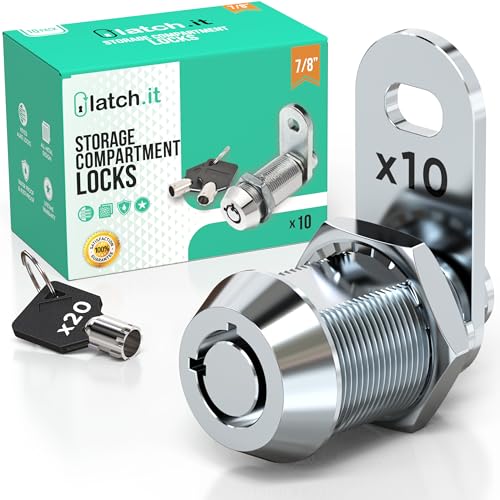 LATCH.IT 7/8” RV Storage Locks 10‑Pack | RV Storage Door Latch | Utility Cam Lock with 20 Keys | 100% Metal RV Compartment Locks | Check Fitment Image Before Purchasing