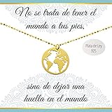 collar bola del mundo oro  Collar Mundo Plata de Ley 925 bañado en Oro - Collares con mensajes positivos