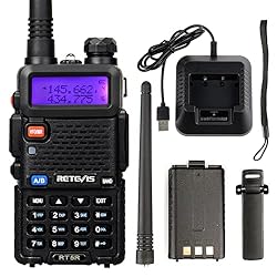 Retevis RT5R Walkie Talkie, Radio Caza, Walkie Tal...: Retevis RT5R Walkie Talkie de largo alcance y doble banda; con antena de alta ganancia y alta potencia; también se puede conectar al repetidor para ampliar aún más la distancia de la llamada Chirp : Los usuarios pueden programar frecuencias fácilment...