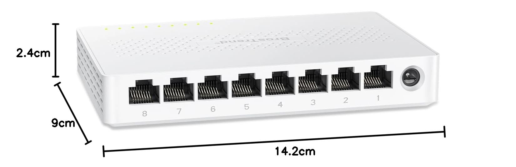 BrosTrend Switch Ethernet 2.5G 8 Ports, Switch RJ45 2.5Gb Unmanaged, 8x 2.5G Base-T Ports, Commutateur Réseau Compatible avec 100/1000/2500Mbps PC NAS, Plug-and-Play, sans Ventilateu, Protection à Vie