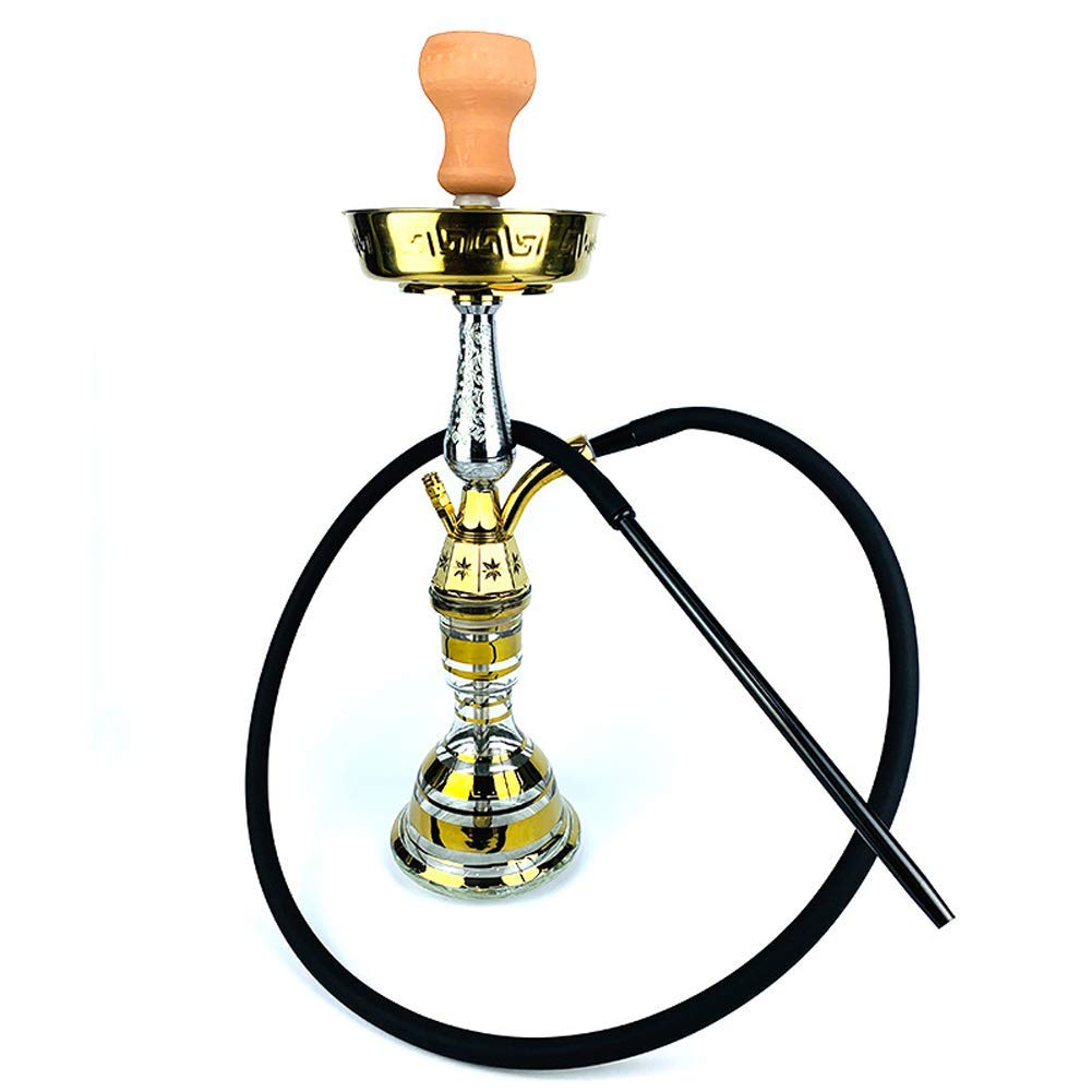 LJJ Cachimba Shisha, Juego Completo de 1 mangueras - jarrón Grande de Vidrio para narguile con Clip para carbón, Juego de narguile, para la Mejor Shisha