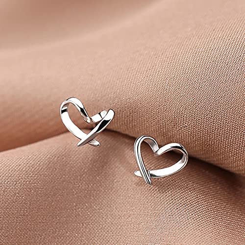 Reffeer Solid 925 Sterling Silver Tiny Heart Stud Earrings for Women Teen Girls Love Heart Stud Earrings4