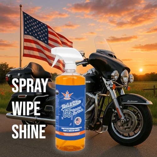 Image of Shinykings California Wash&Shine 66 | WATERLESS Motorcycle Cleaner | Motorcycle and Car Wash&Wax | All Surfaces | Bike Polish | Chrome Cleaner | Multipurpose Detail Spray (32 fl.oz Orange)