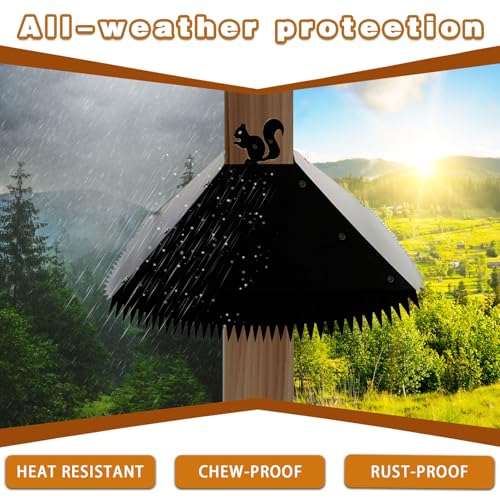 Tryitsbest Metal Squirrel Baffle for 4x4 Post, 18.5 inch Squirrel Guards Proof with Spikes for Bird Feeder Wooden Pole to Keep Squirrels Raccoons Off Bird Houses - Thumbnail 4