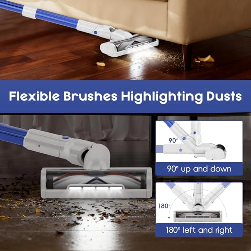 Whall Cordless Vacuum Cleaner, Upgraded Cordless Stick Vacuum Cleaner Strong Suction Brushless Motor, up to 55mins Runtime,Lightweight Handheld Vacuum for Home Carpet Hard Floor Pet Hair,Blue by whall - Image 6