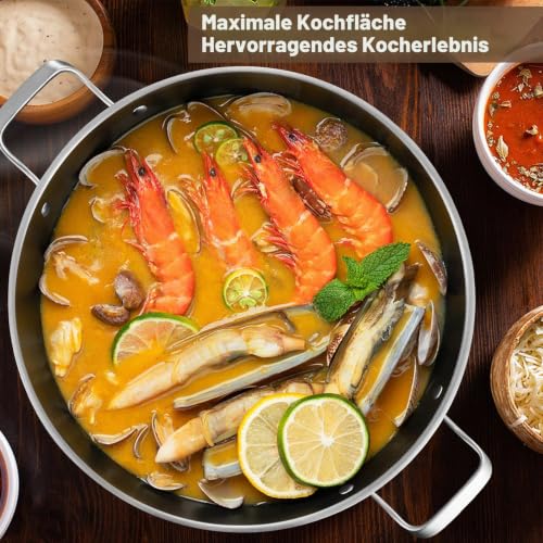 Foto von DELARLOCHEF Paella Pfanne 36 cm 12 Pers – Antihaft | 316°C Hitzebest | PFOA-frei | Induktion | Gleichwärmeverteilung | Spülmasch & Alle Herde | Ideal für Feste/Familie