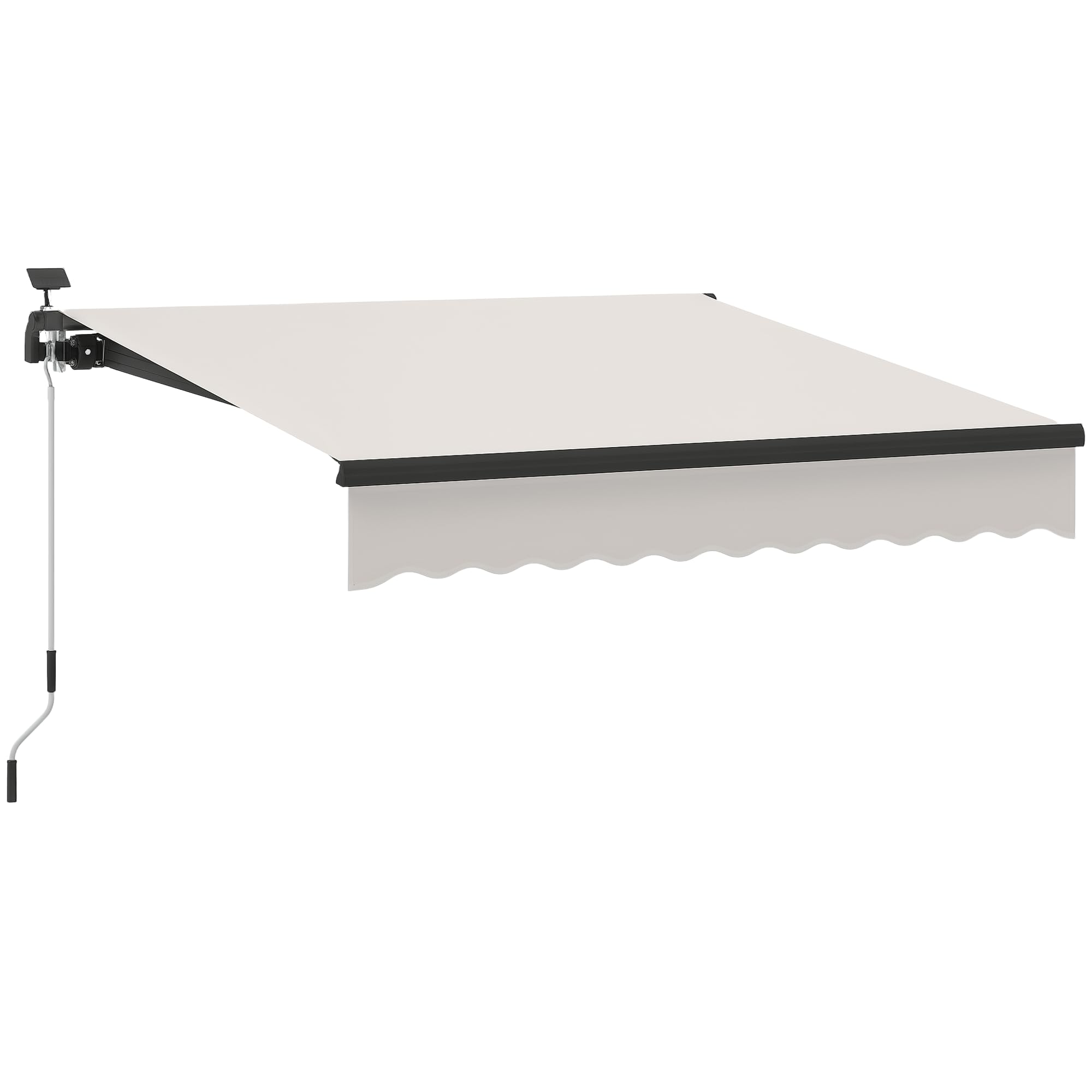Outsunny Toldo Manual Retráctil 3x2,​5 m con Luces LED Solares Toldo para Balcón con Manivela de Aluminio Ángulo Ajustable y Protección UV50+ para Jardín Terraza Ventanas Crema