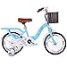 XBSLJ Dziecięcy rower składany, 2-8 lat, trójkołowrotek z pedałem dla dziewczynki, rama ze stali węglowej, 3 rozmiary (12 cali/14 cali/16 cali/16 cali) niebieski (rozmiar: 14 cali)