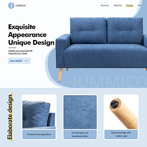 image for JUMMICO Modern Loveseat Sofa Fabric Couch Mid Century Love Seat with 2