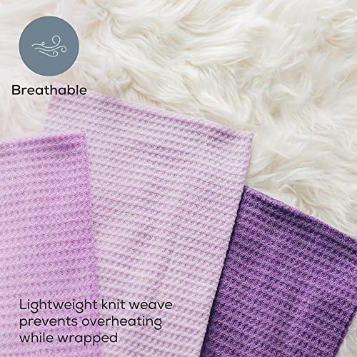 First Landings Swaddle Blankets 3-Pack - Premium Soft Knit Baby Wrap Receiving Blankets - 16" X 64" Baby Blankets - Newborn Photography Props - Gender Neutral Boy And Girl Baby Essentials (Purple) #TOP2