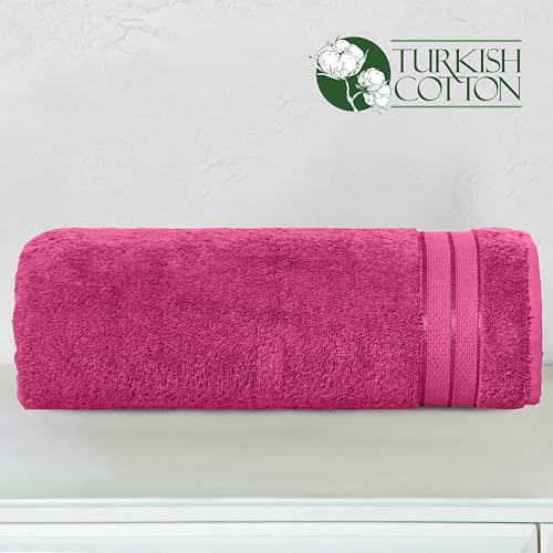 Image of Elegant Comfort Three Line Popcorn Towel Set for Bathroom 35 x 70 inches, Premium Hotel Quality 1-Pack Jumbo Towels, 100% Turkish Cotton, Soft and Durable, Quick Dry and Highly Absorbent, Hot Pink
