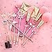 SailorMoon Makeup Brush 8pcs Set With Pouch, Magical Girl Gold/Rose Gold Cardcaptor Sakura Cosmetic Brushes With Cute Pink Bag (155g Rose Gold)
