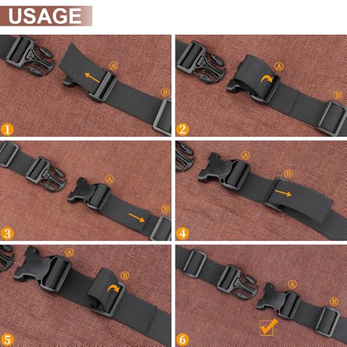 Image of MAGARROW 110 inch Long x 1.5 inch or 2 inch Wide Utility Packing Straps with Buckle Adjustable, 4-Pack Black (1.5 inch Wide - 110 inch Long)