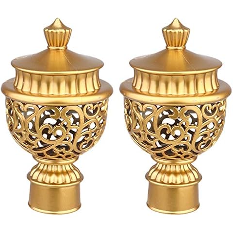 Garneck 6 Stück Gardinenstange Endstücke Kunststoff Gardinenstange Dekorative Endkappen Hohlkopf Retro Fensterstange Dekorationen Cover