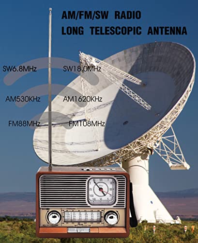 Videyas Portable Shortwave Retro Radio, Am Fm Retro Radio, With Bluetooth Speaker, Best Reception, Rechargeable Battery, Torch, Aux Tf Usb Stick, Great For Outdoor Kitchen Gifts #TOP1