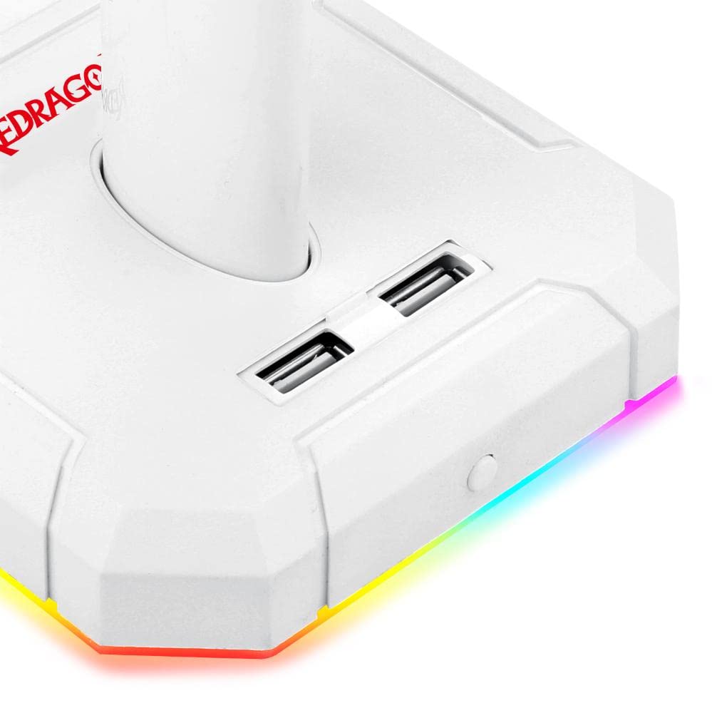 Redragon Scepter Pro White - Supporto per cuffie con USB RED-HA300-WHUB