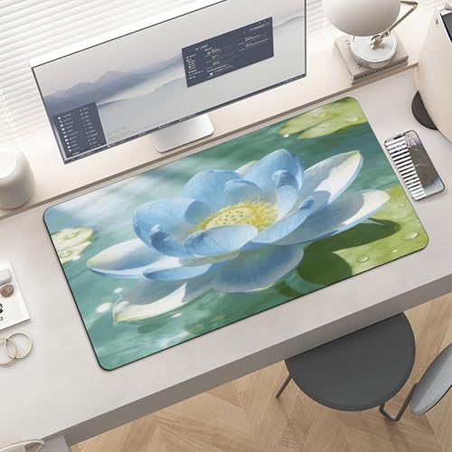 Light Blue Lotus desk pad grande impermeable 30x60 cm miniatura 6