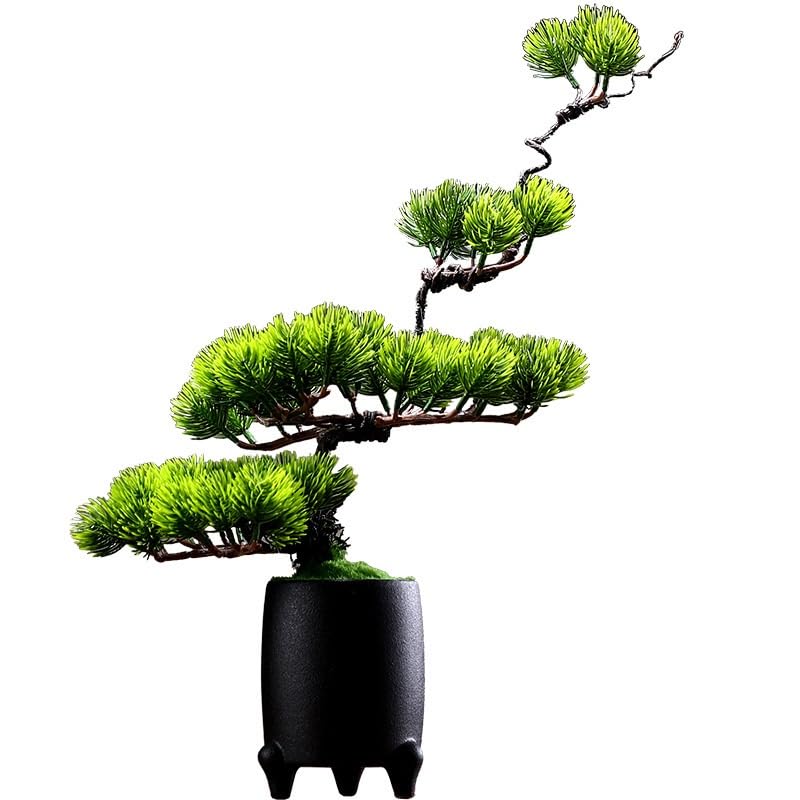 Árbol bonsái Artificial pequeño de Estilo Chino, simulación de Pino acogedor, bonsái para El hogar, Sala de estar, entrada, restaurante, adornos creativos de lujo en maceta, Plant